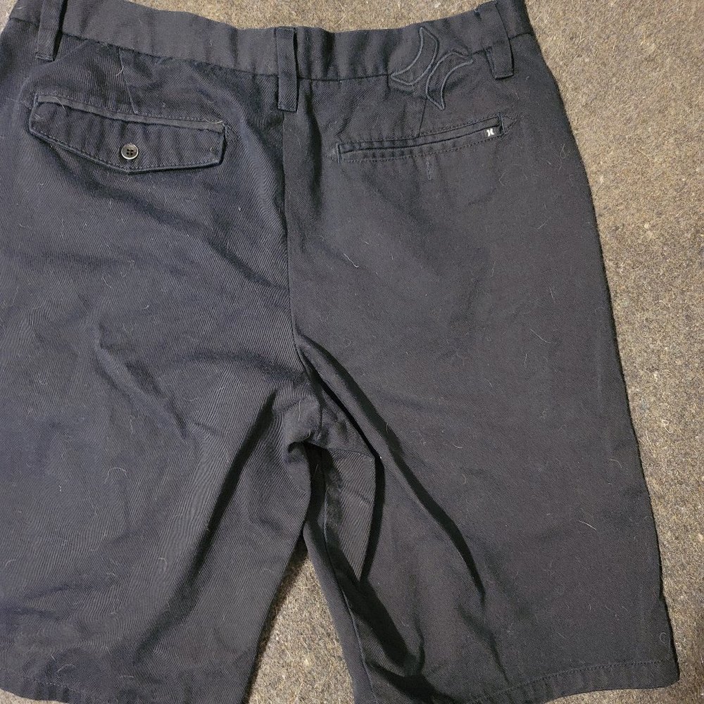 Hurley Black Flat-Front, Above-knee, Shorts, Size 32